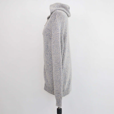 Eleventy Blue,Light Beige Cashmere Donegal Tweed Hooded Sweater