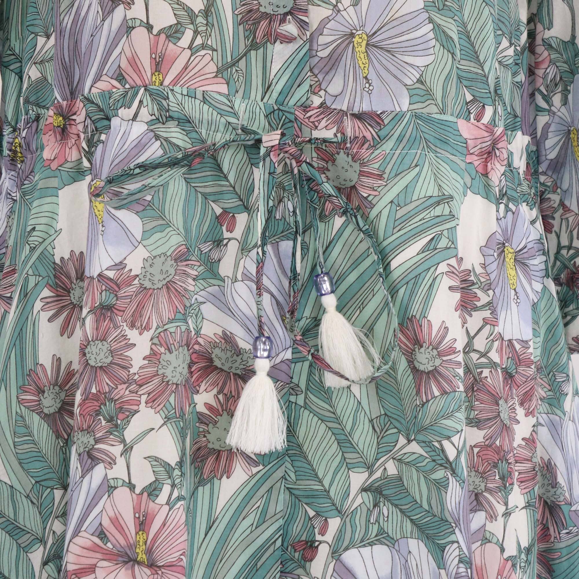 Tory Burch Multicolor Floral Print Half Button Three Quarter Sleeve Maxi Dress Womens Tory Burch 