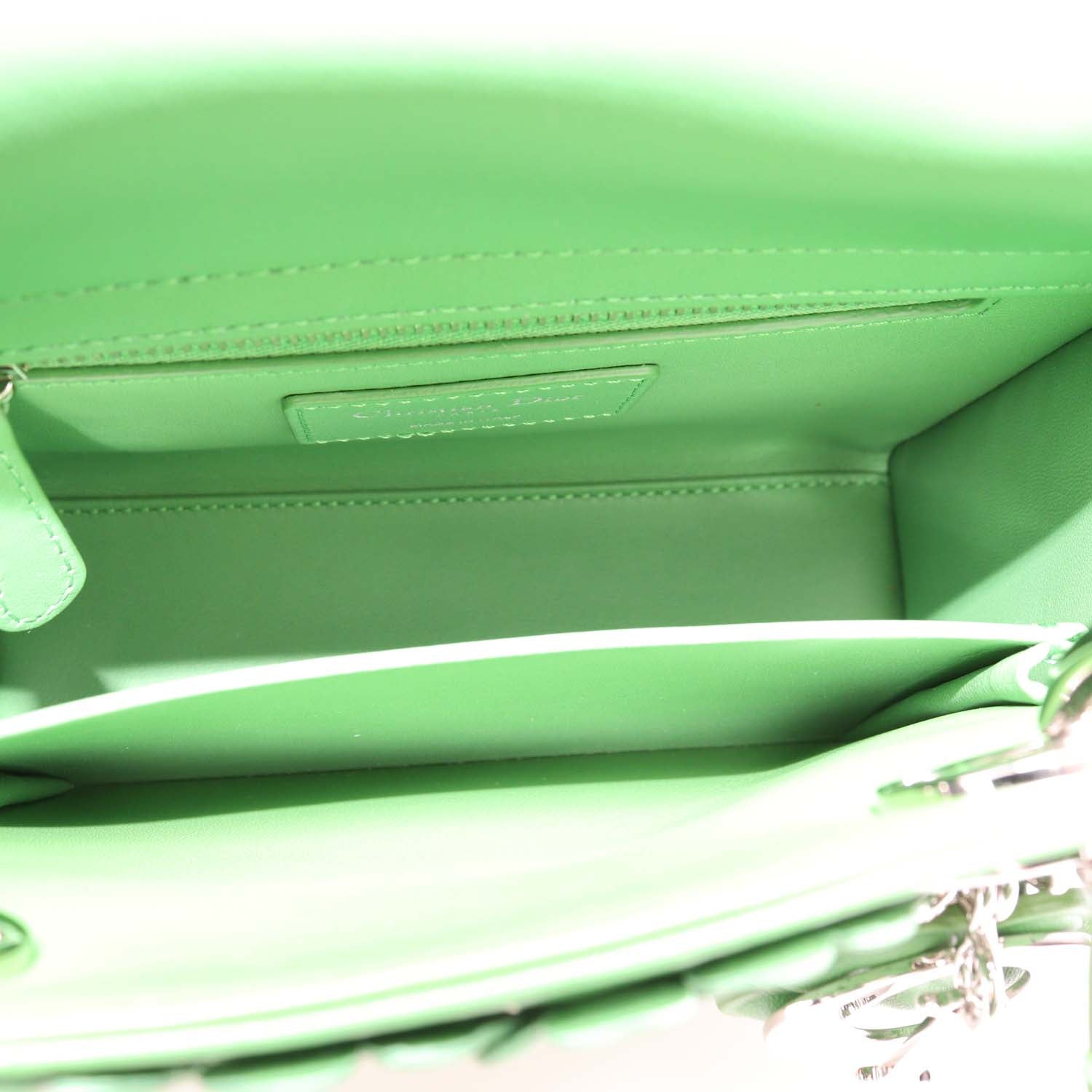 Christian Dior Green Leather Mini Clover Lucky Lady Dior Tote