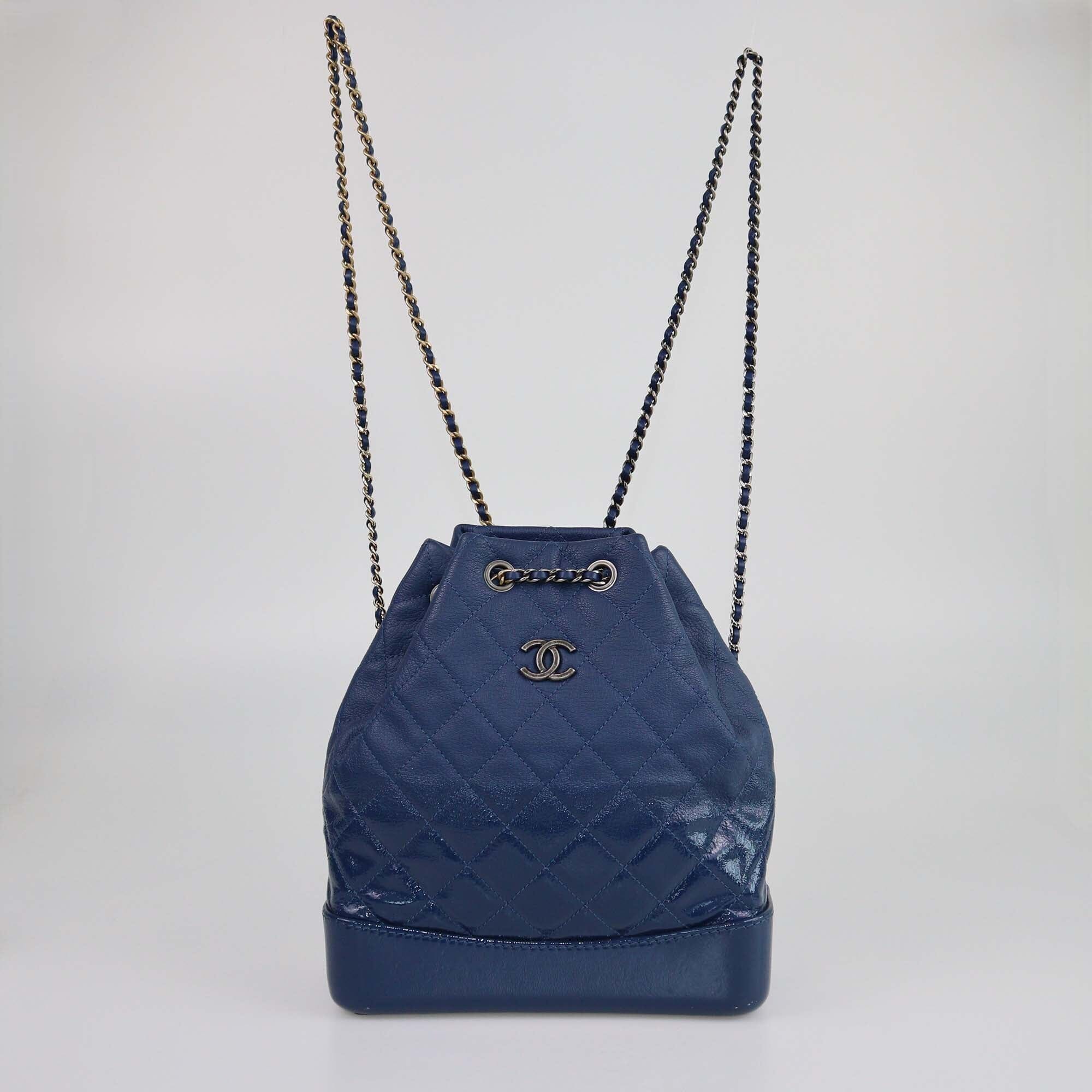 Chanel Blue Quilted Small Gabrielle Backpack Womens Chanel 