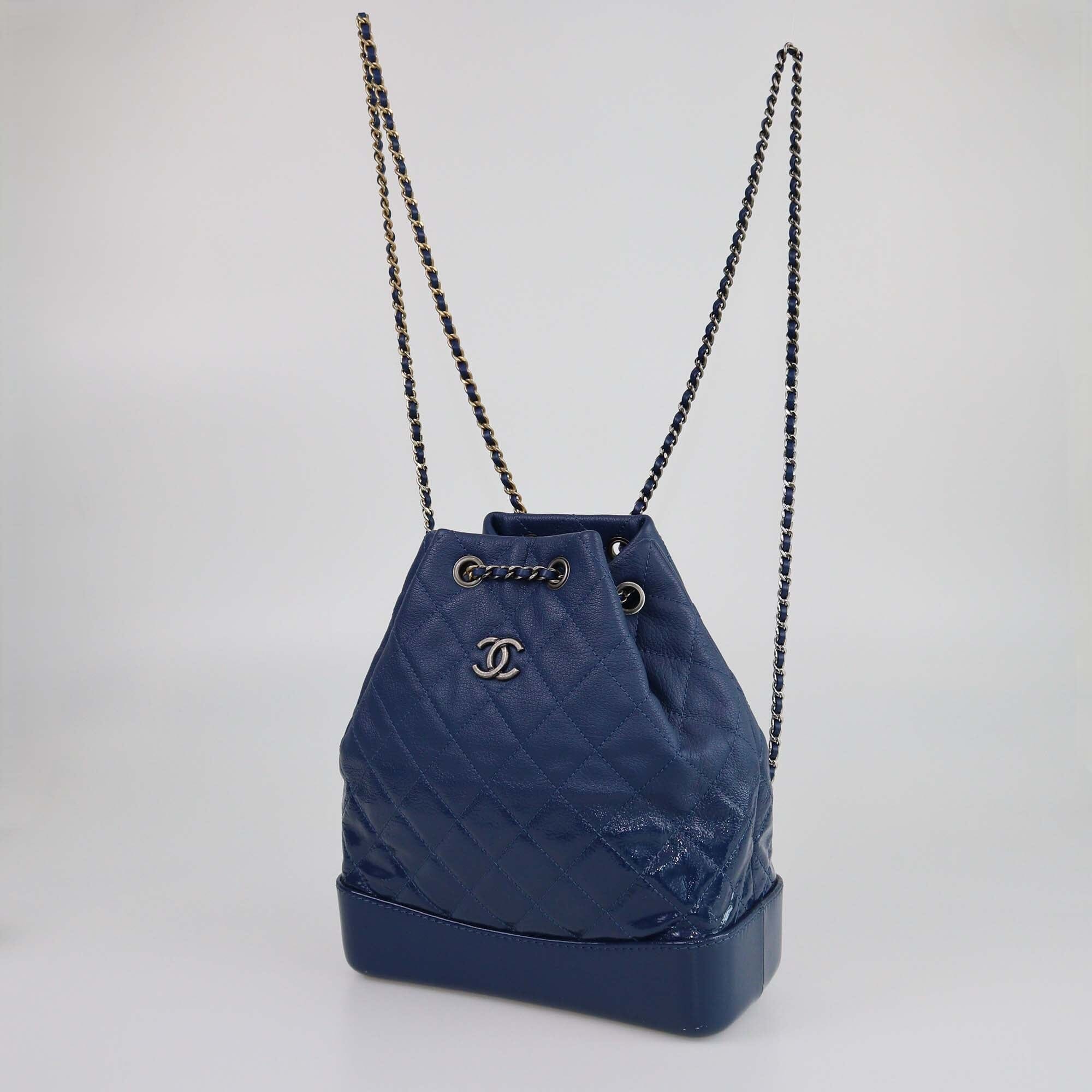 Chanel Blue Quilted Small Gabrielle Backpack Womens Chanel 