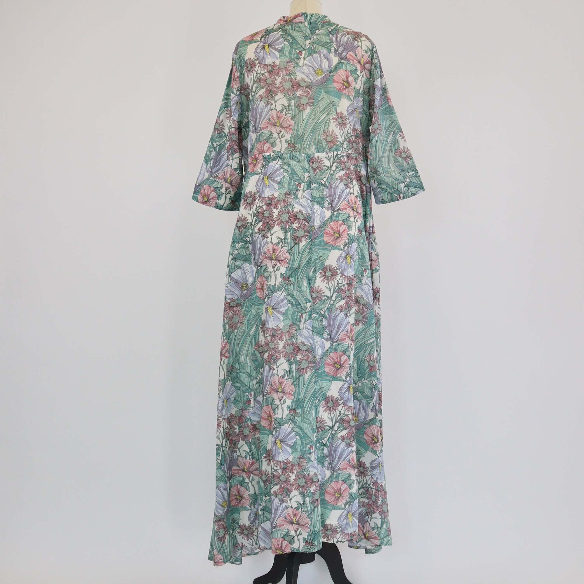 Tory Burch Multicolor Floral Print Half Button Three Quarter Sleeve Maxi Dress Womens Tory Burch 