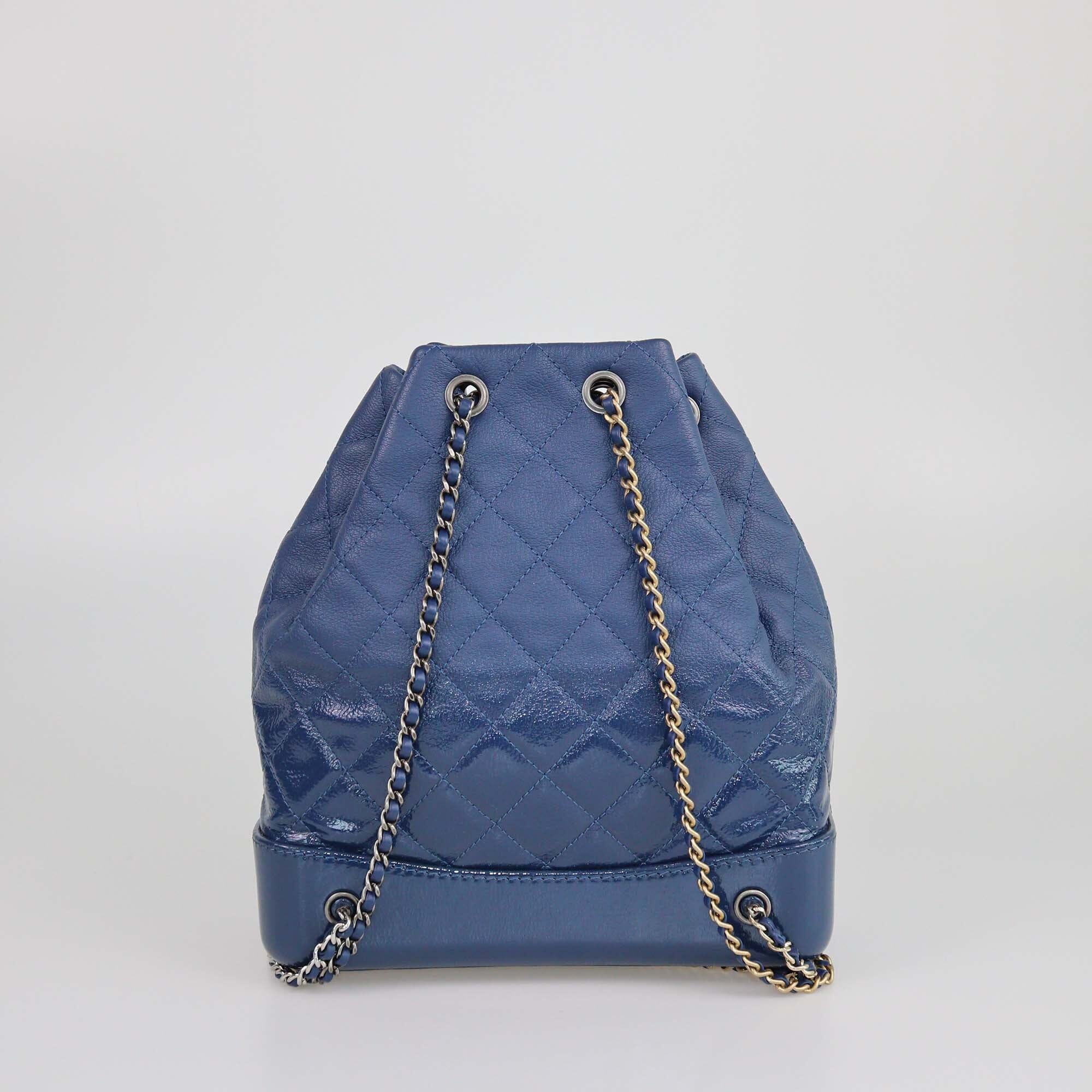 Chanel Blue Quilted Small Gabrielle Backpack Womens Chanel 