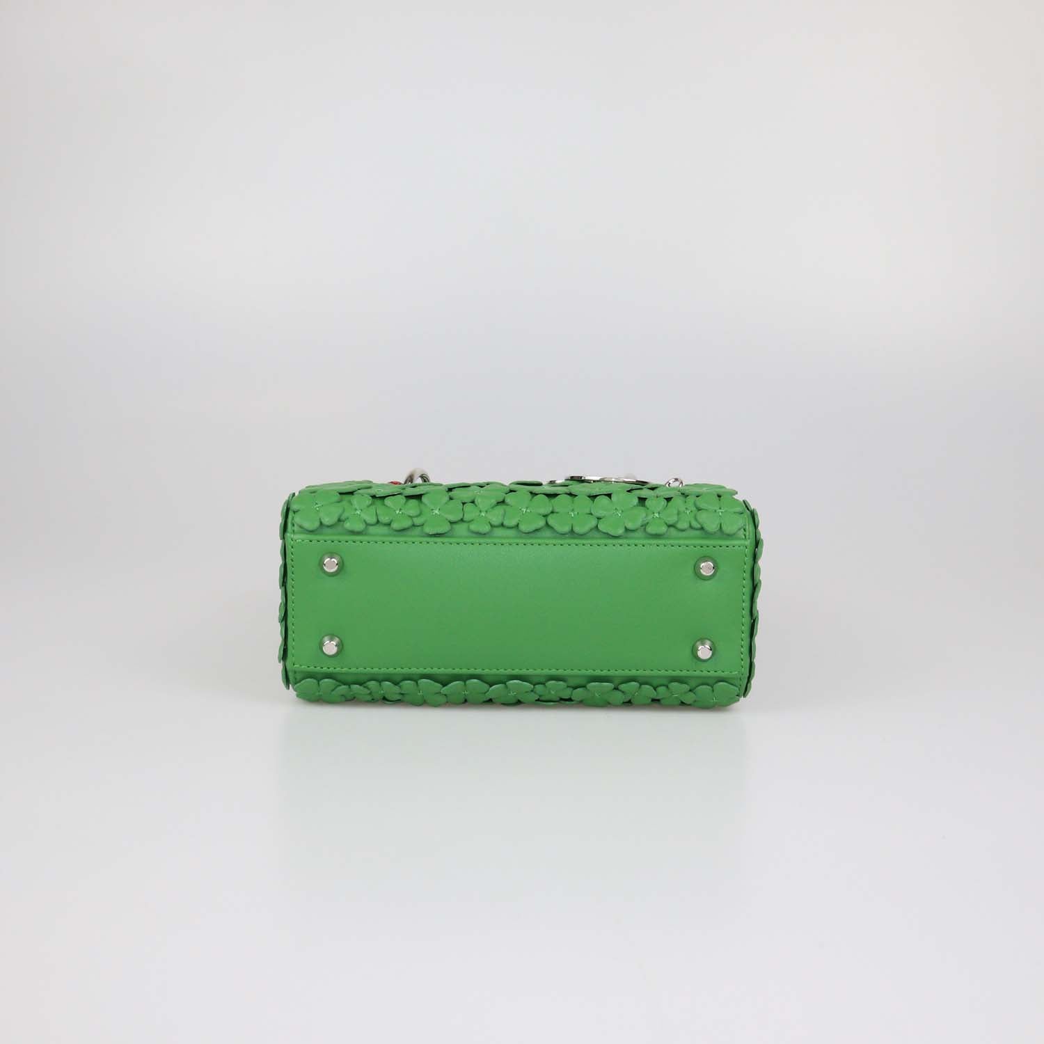 Christian Dior Green Leather Mini Clover Lucky Lady Dior Tote