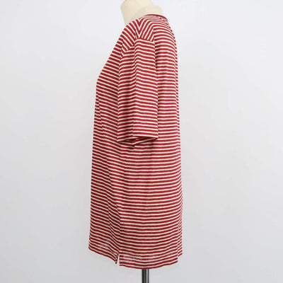 Loro Piana Red,Light Beige Linen Striped Polo Shirt