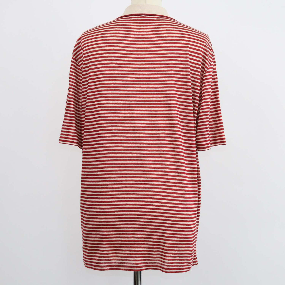 Loro Piana Red,Light Beige Linen Striped Polo Shirt