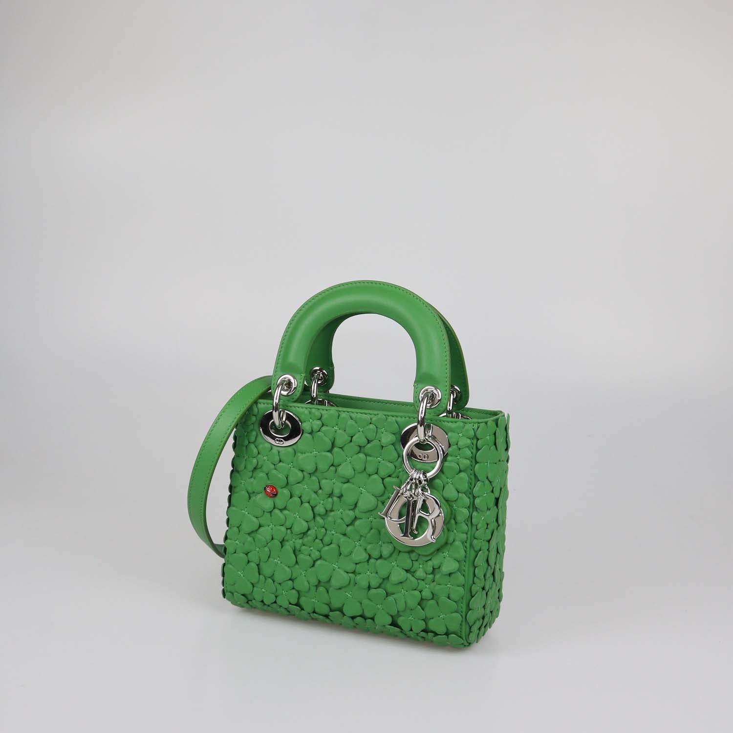Christian Dior Green Leather Mini Clover Lucky Lady Dior Tote