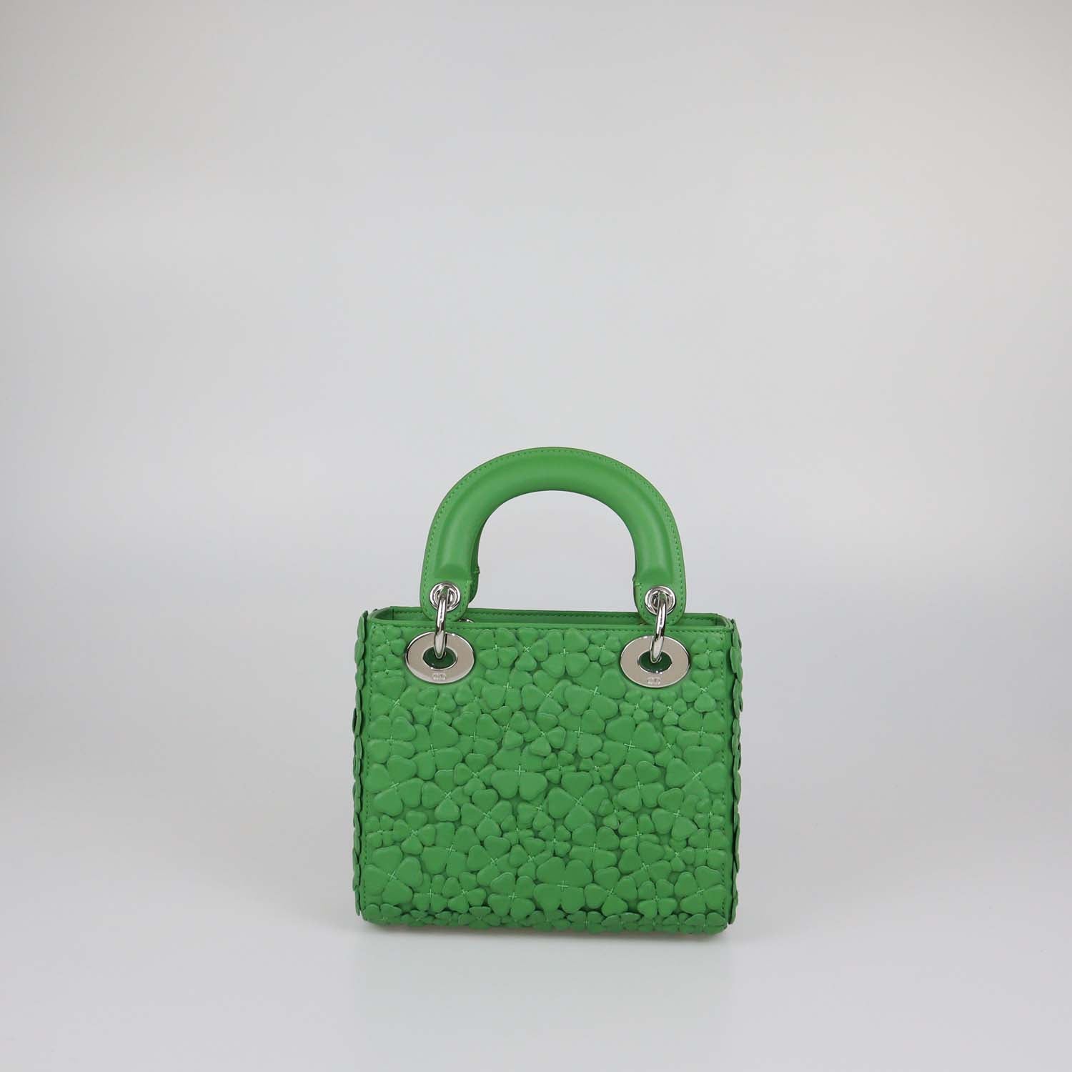 Christian Dior Green Leather Mini Clover Lucky Lady Dior Tote