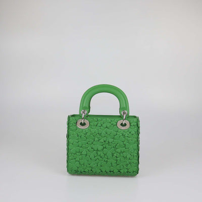 Christian Dior Green Leather Mini Clover Lucky Lady Dior Tote