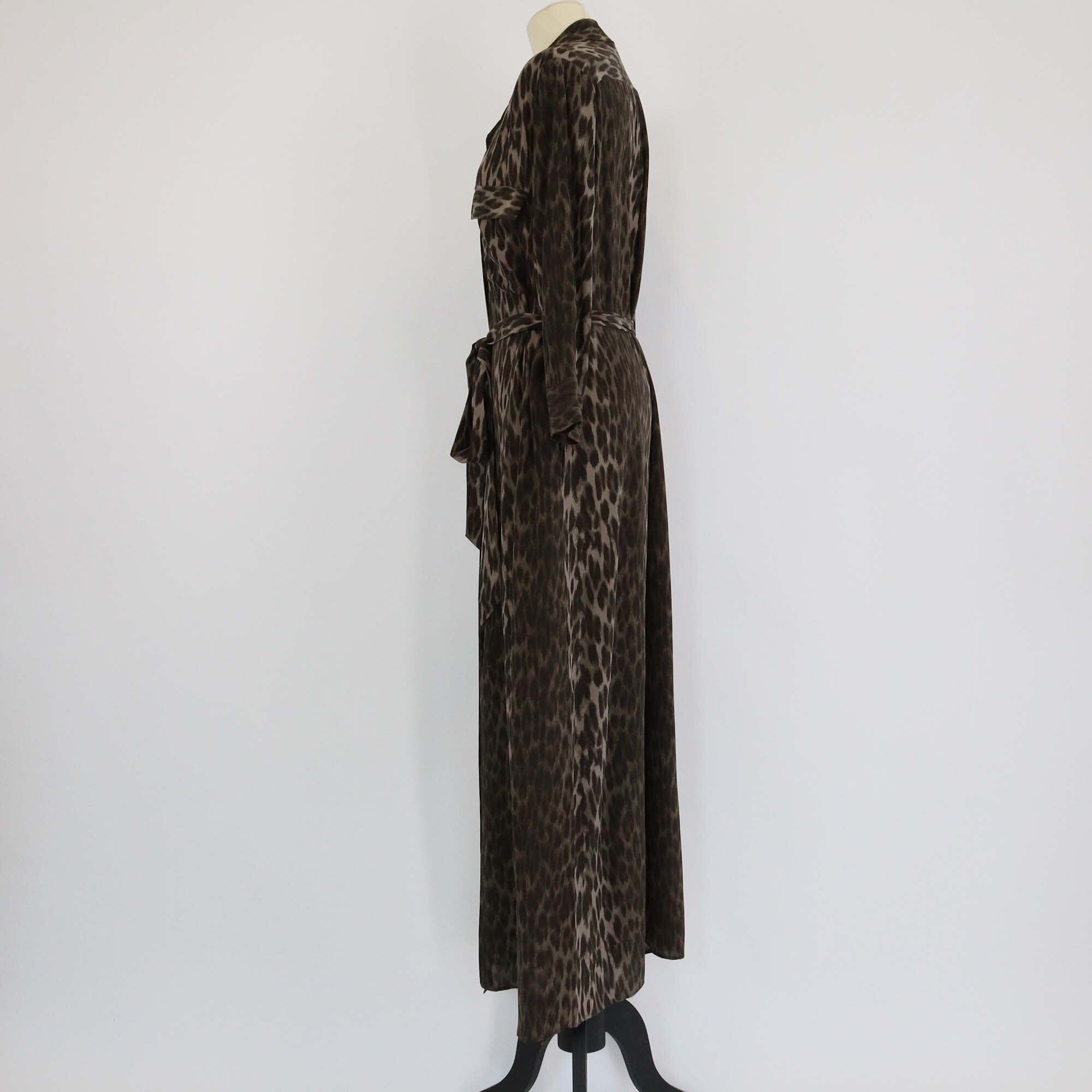 L'agence Black/Grey Animal Print Long Sleeve Belted Dress Womens L'agence 