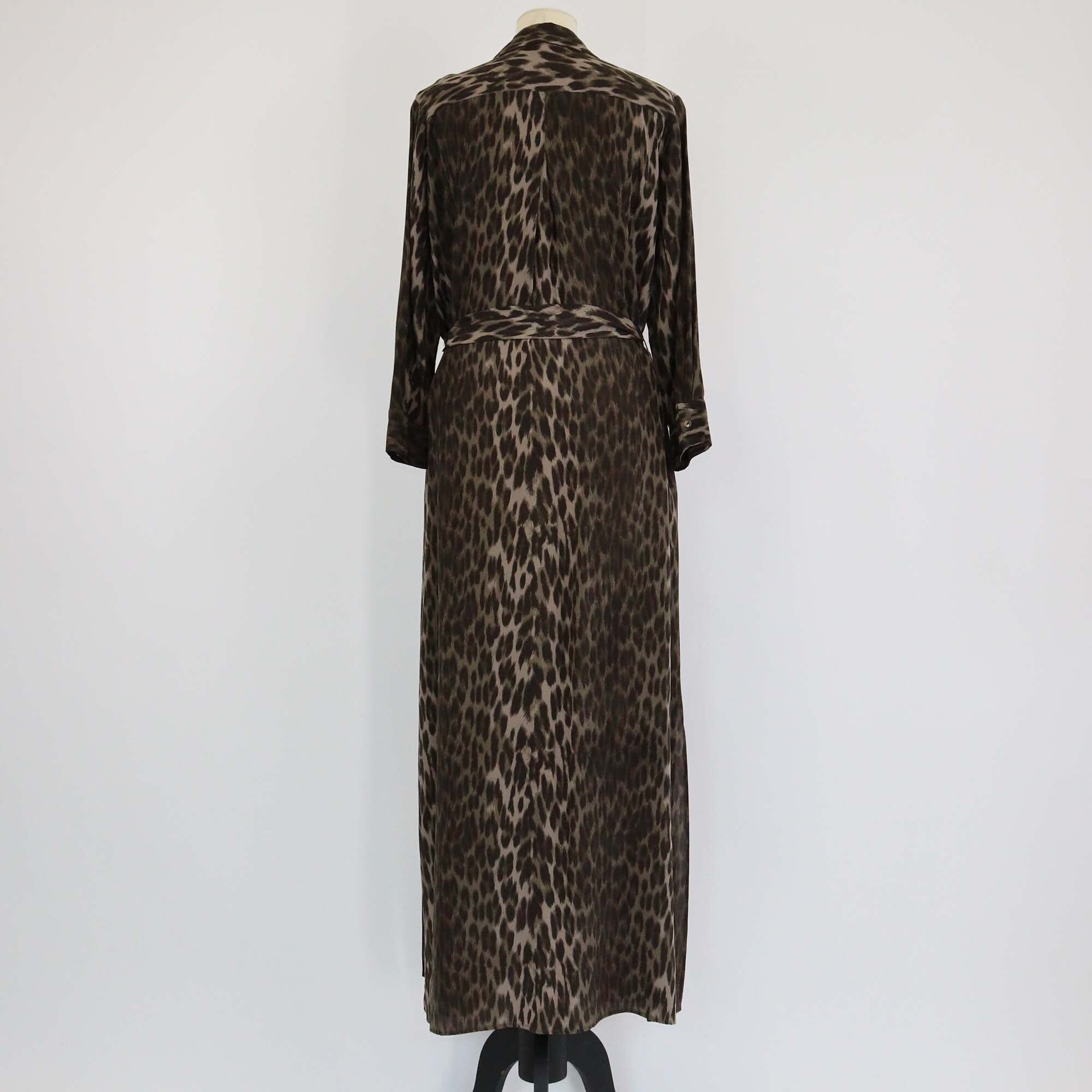 L'agence Black/Grey Animal Print Long Sleeve Belted Dress Womens L'agence 