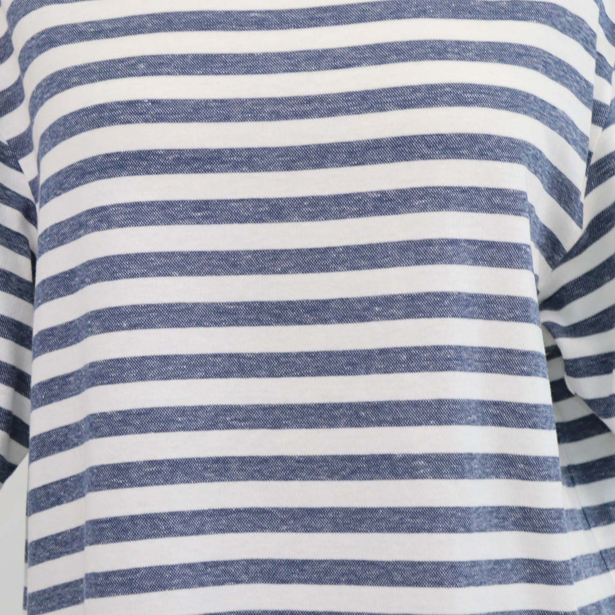 Loro Piana Blue,White Cotton Linen Striped Crew Neck T-Shirt