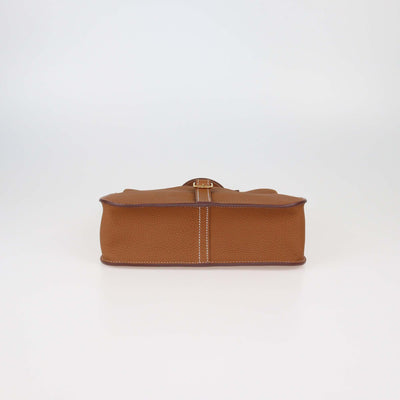 Hermès Gold Taurillon Clemence Leather Gold Hardware Halzan 25 Bag
