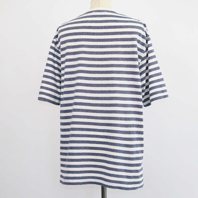 Loro Piana Blue,White Cotton Linen Striped Crew Neck T-Shirt