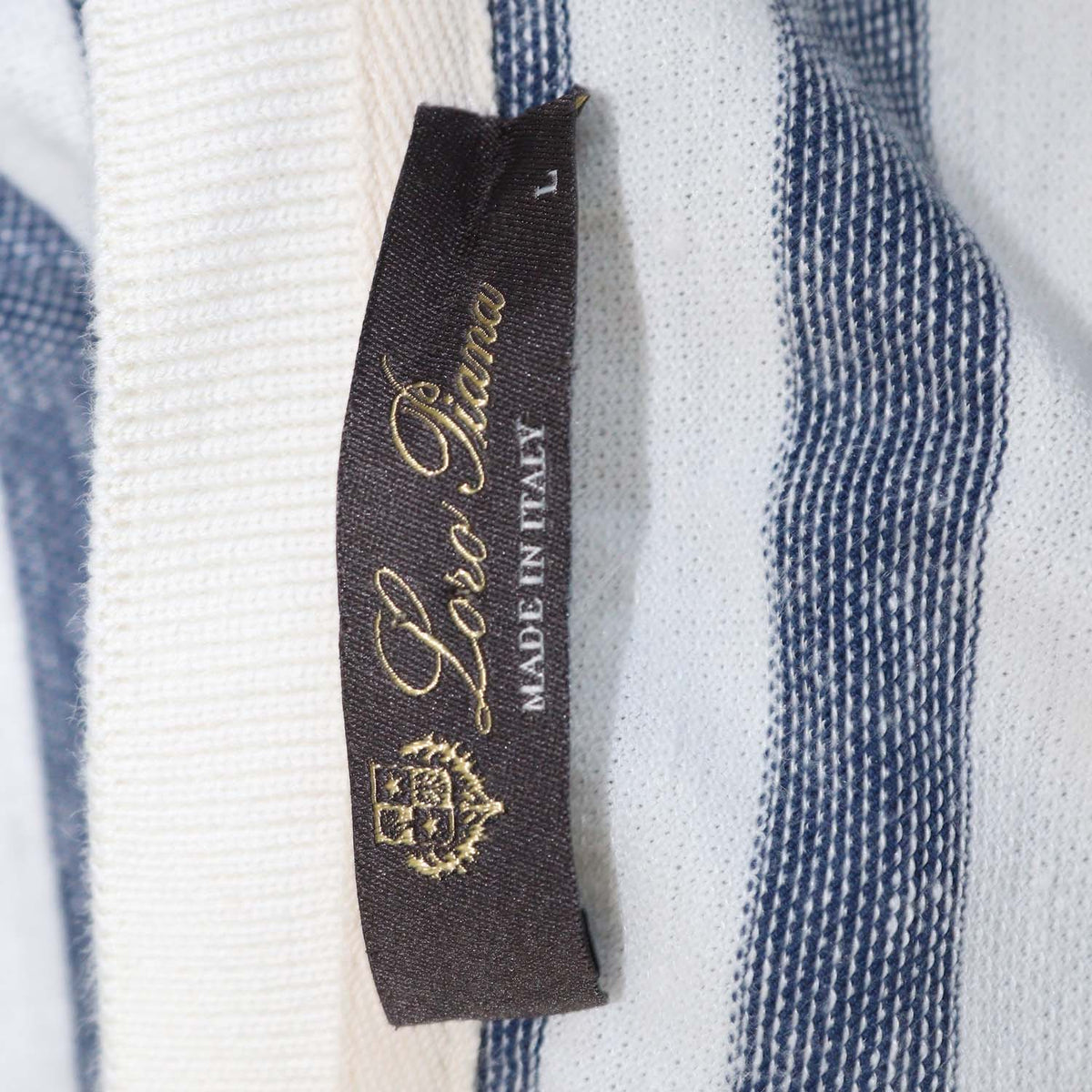 Loro Piana Blue,White Cotton Linen Striped Crew Neck T-Shirt