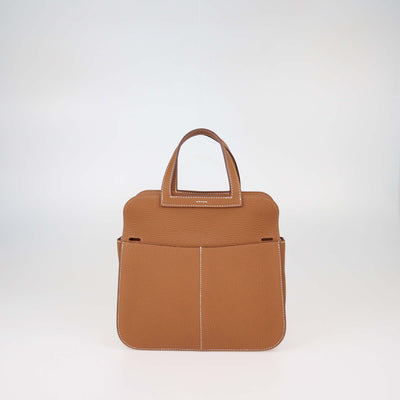 Hermès Gold Taurillon Clemence Leather Gold Hardware Halzan 25 Bag