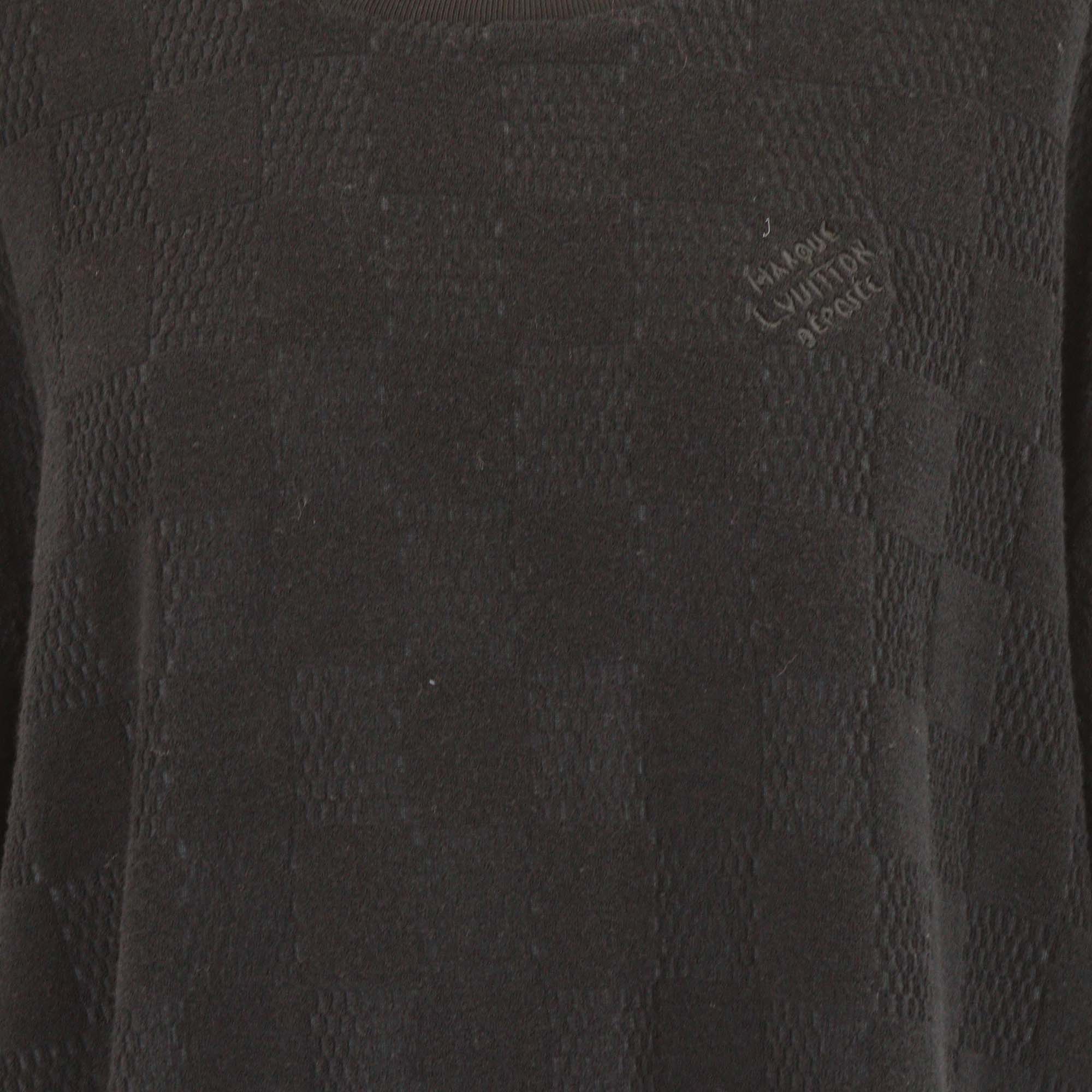 Louis Vuitton Black Damier French Terry Cotton Crewneck T-Shirt