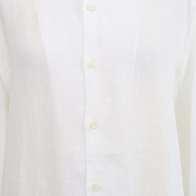 Loro Piana White Linen Elia Button Up Longsleeve Shirt