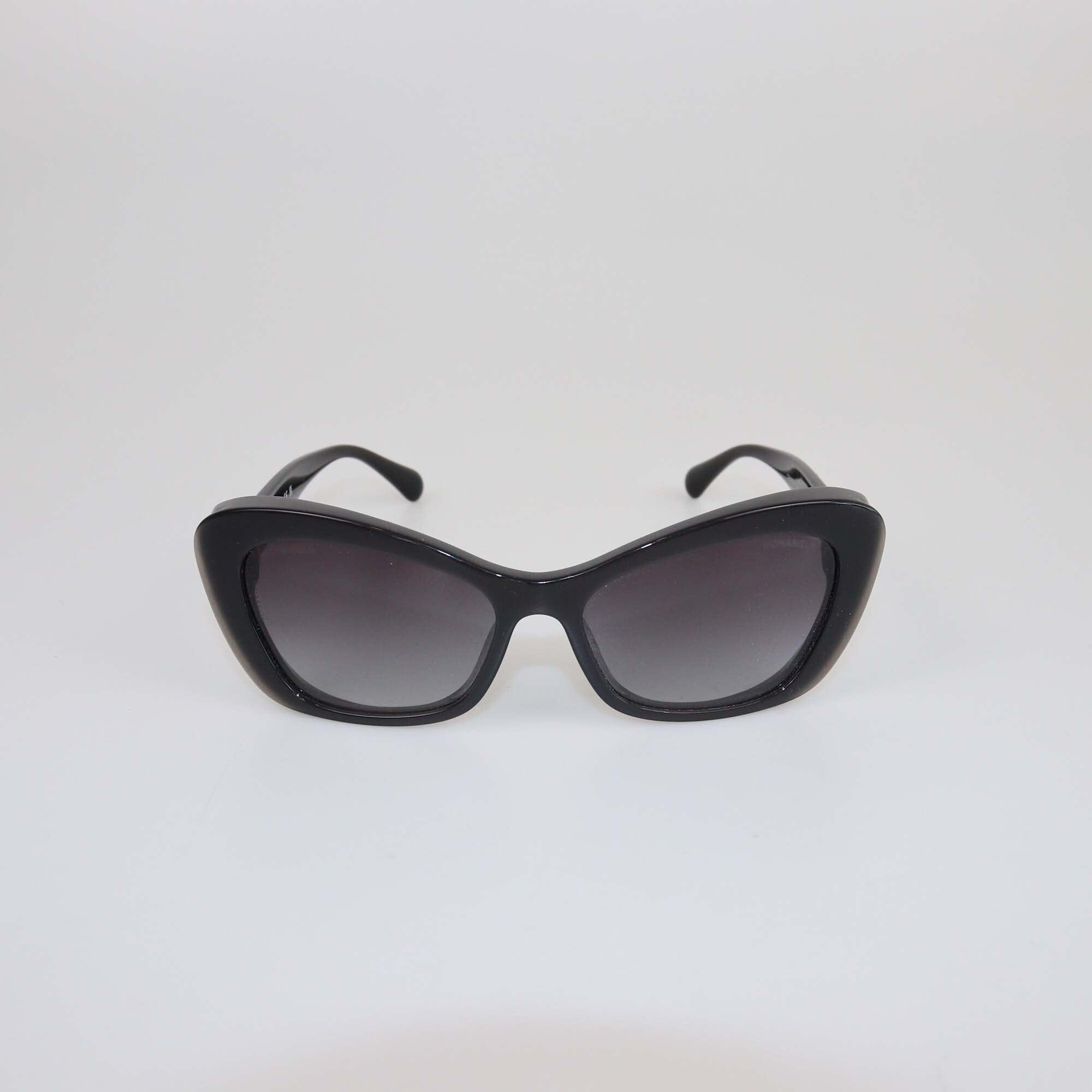 Chanel Black Gradient Pearl Cateye Sunglasses Womens Chanel 