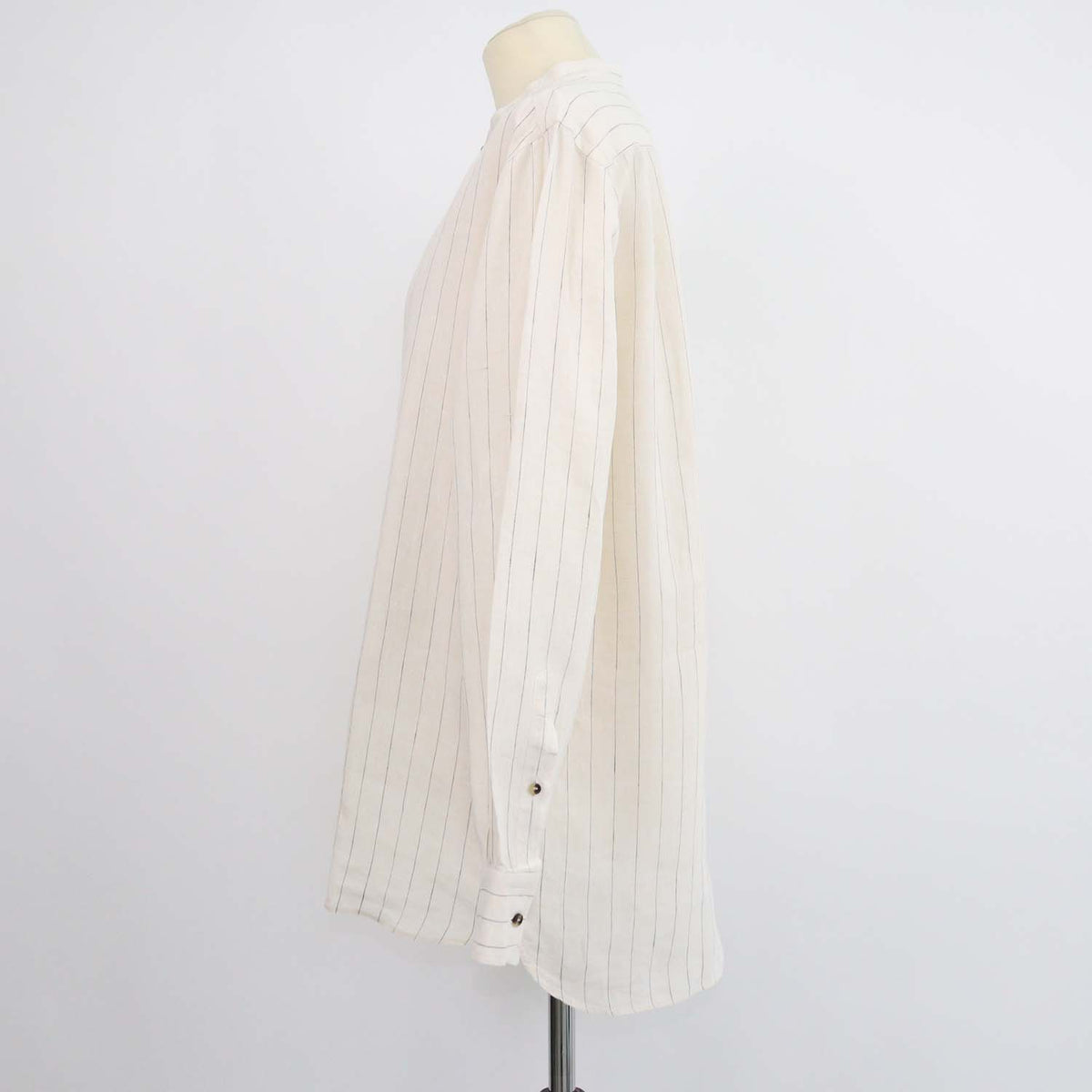 Loro Piana Off White Linen Striped Elia Button Down Longsleeve Shirt