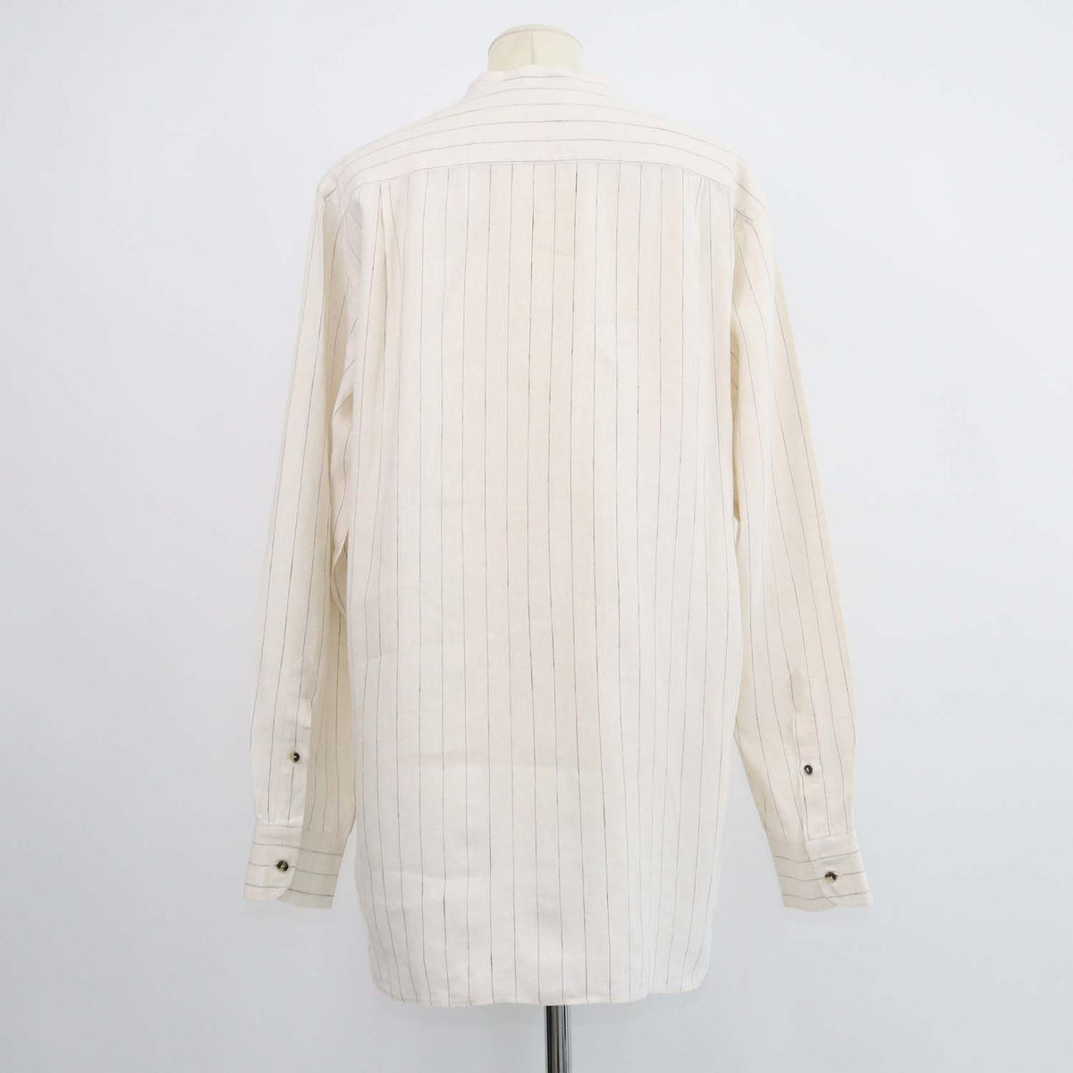 Loro Piana Off White Linen Striped Elia Button Down Longsleeve Shirt