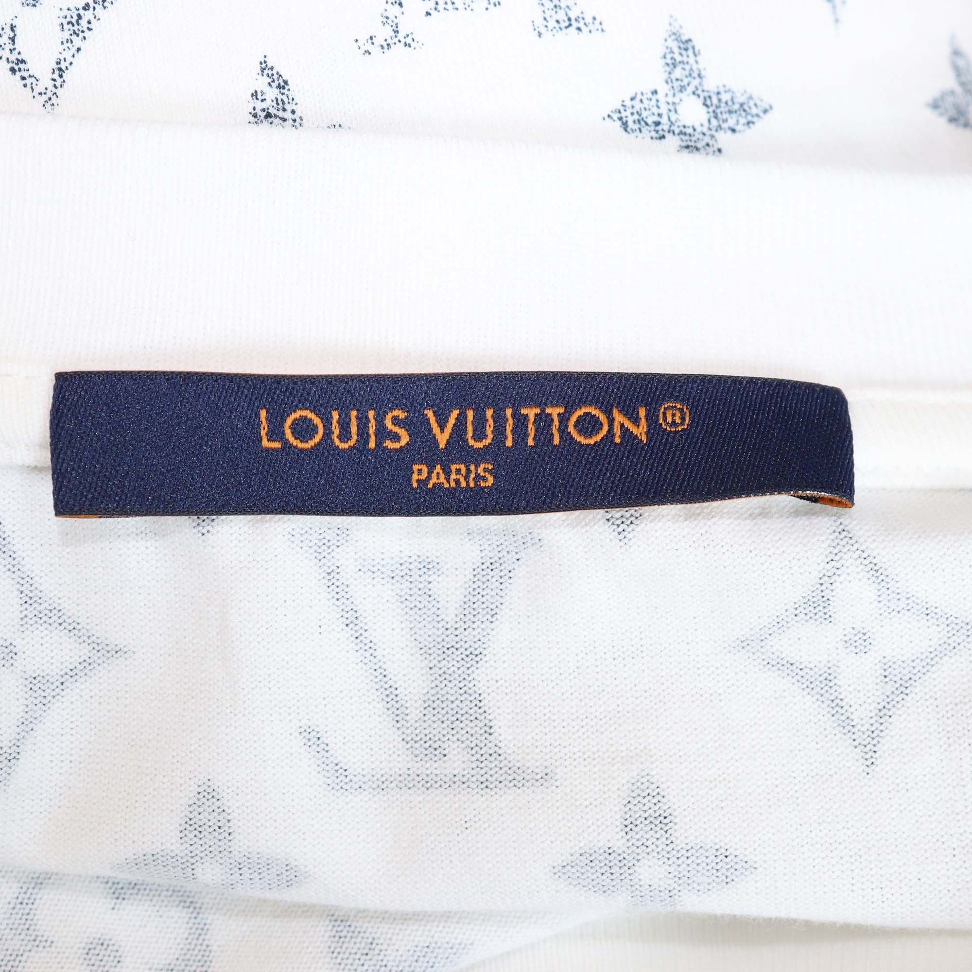 Louis Vuitton White/Blue Monogram Gradient Printed Cotton T-Shirt