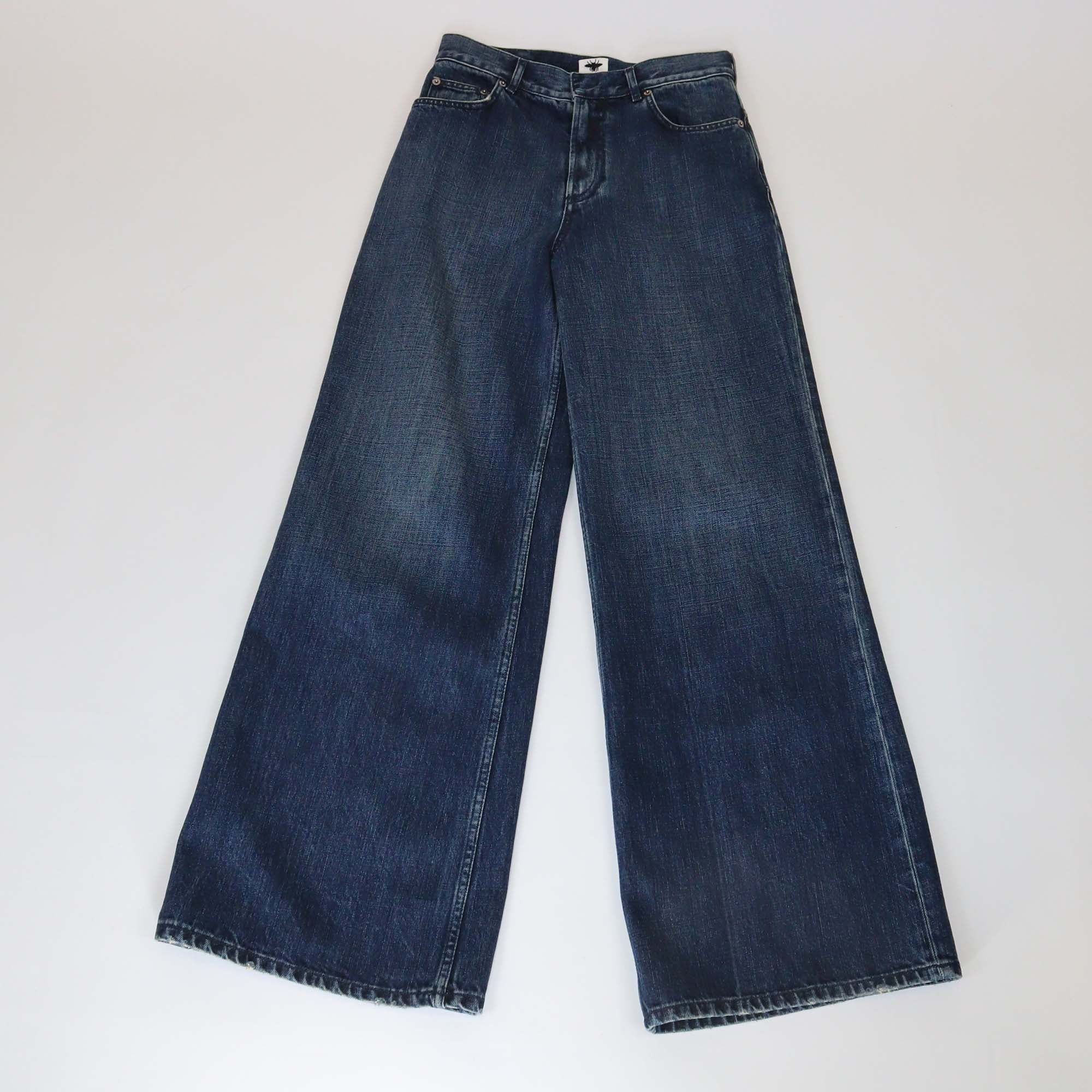 Christian Dior Blue Washed Denim Wide Leg Pants