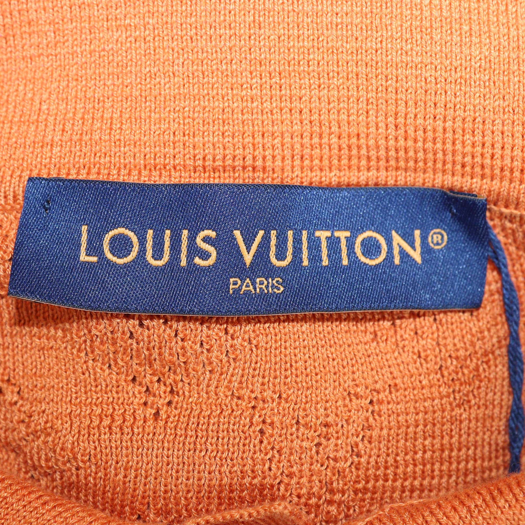 Louis Vuitton Orange Monogram Pointelle Short Sleeve Polo Shirt
