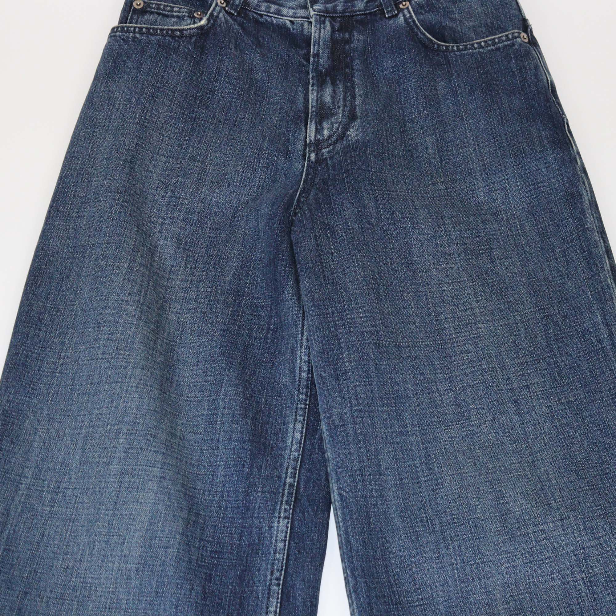 Christian Dior Blue Washed Denim Wide Leg Pants