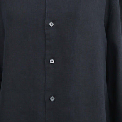 Loro Piana Navy Blue Linen Elia Button Down Long Sleeve Shirt