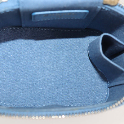 Chanel Blue Quilted Denim Small Pearl Crush Vanity Case With Chain