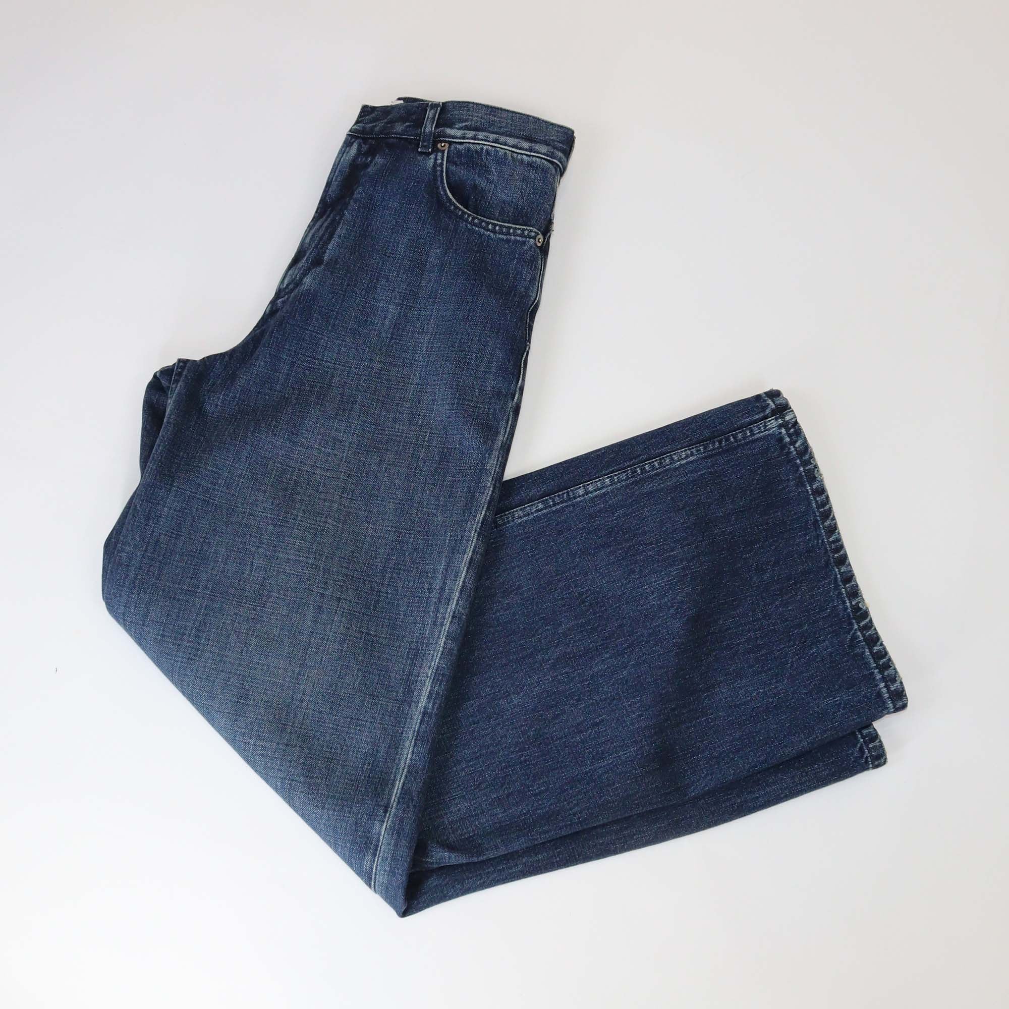 Christian Dior Blue Washed Denim Wide Leg Pants