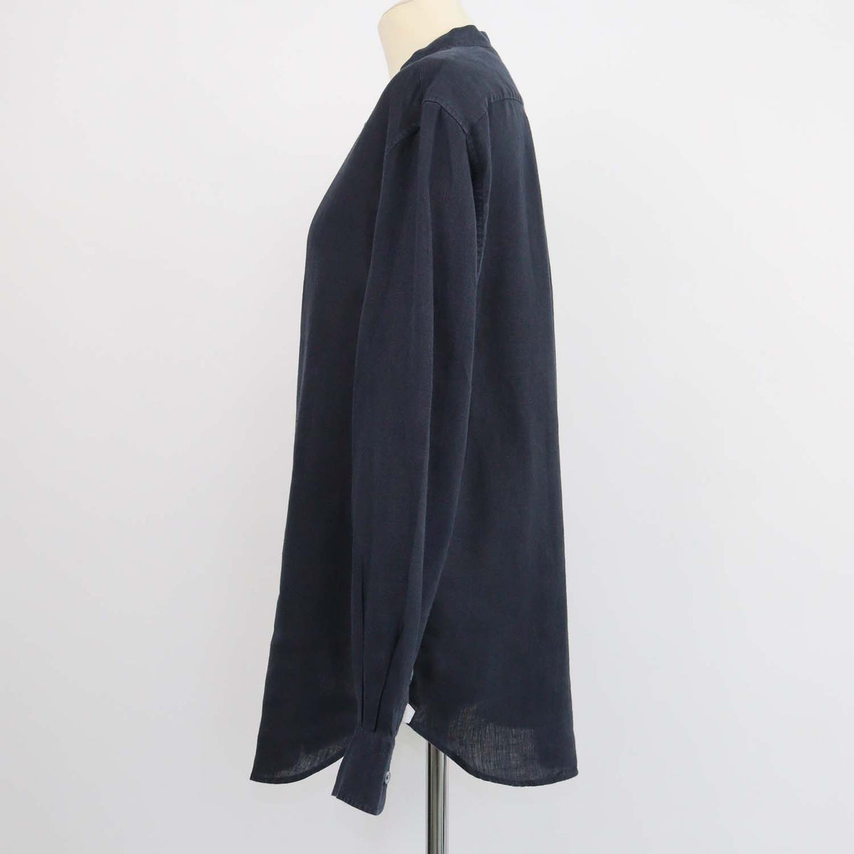 Loro Piana Navy Blue Linen Elia Button Down Long Sleeve Shirt