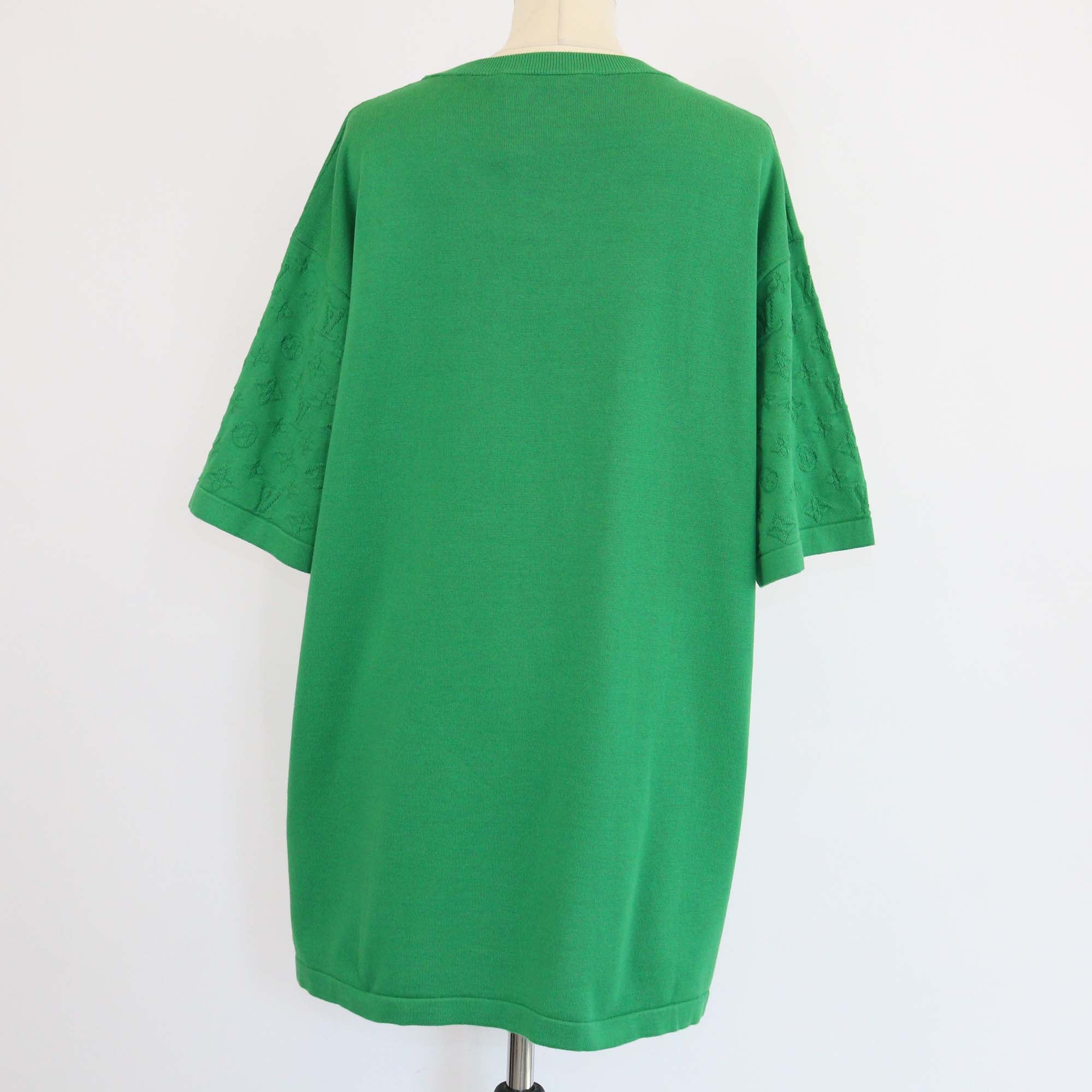 Louis Vuitton Green Monogram Sleeve Cotton Knit T-Shirt