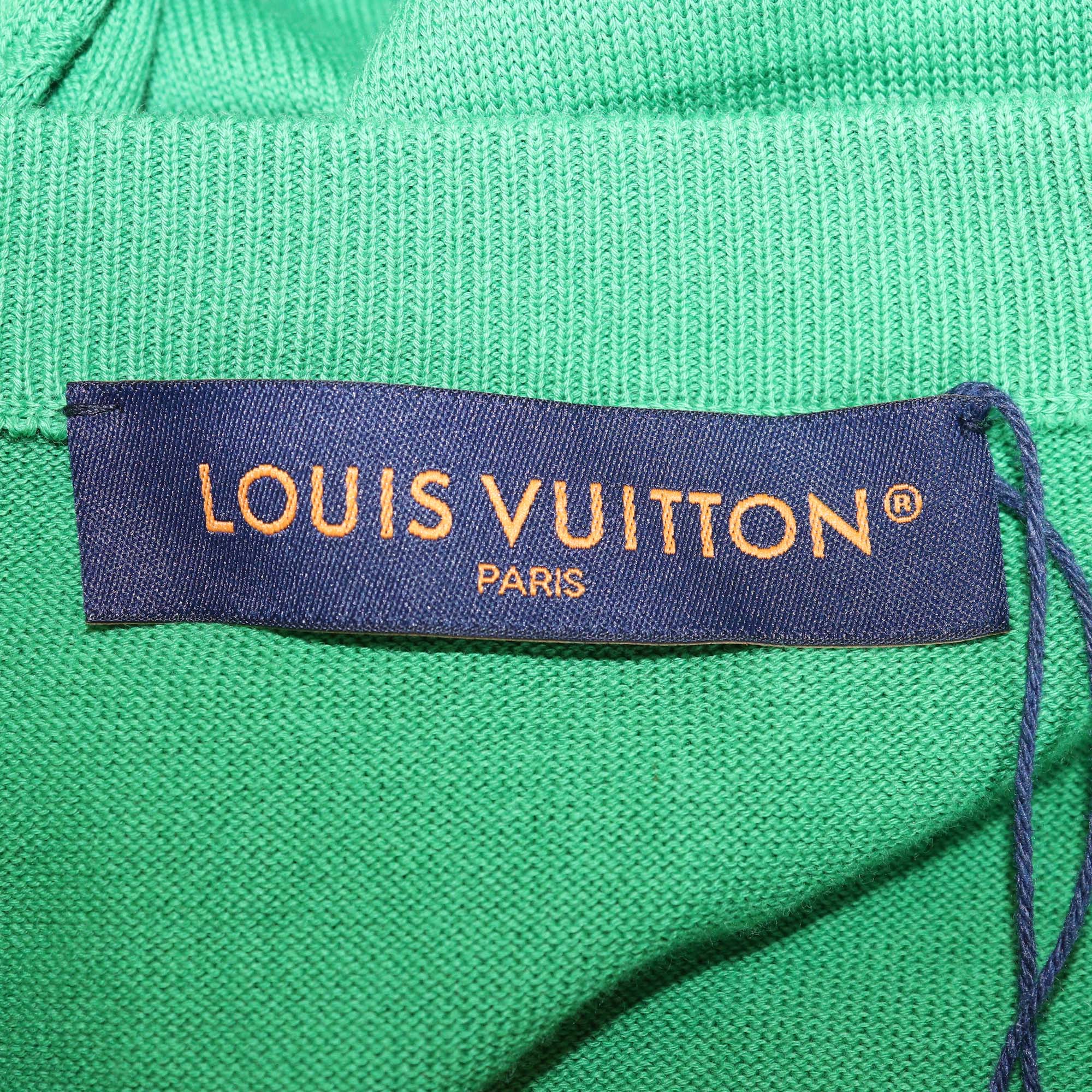 Louis Vuitton Green Monogram Sleeve Cotton Knit T-Shirt