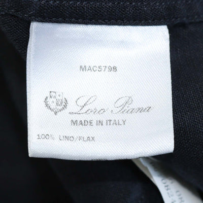 Loro Piana Navy Blue Linen Elia Button Down Long Sleeve Shirt