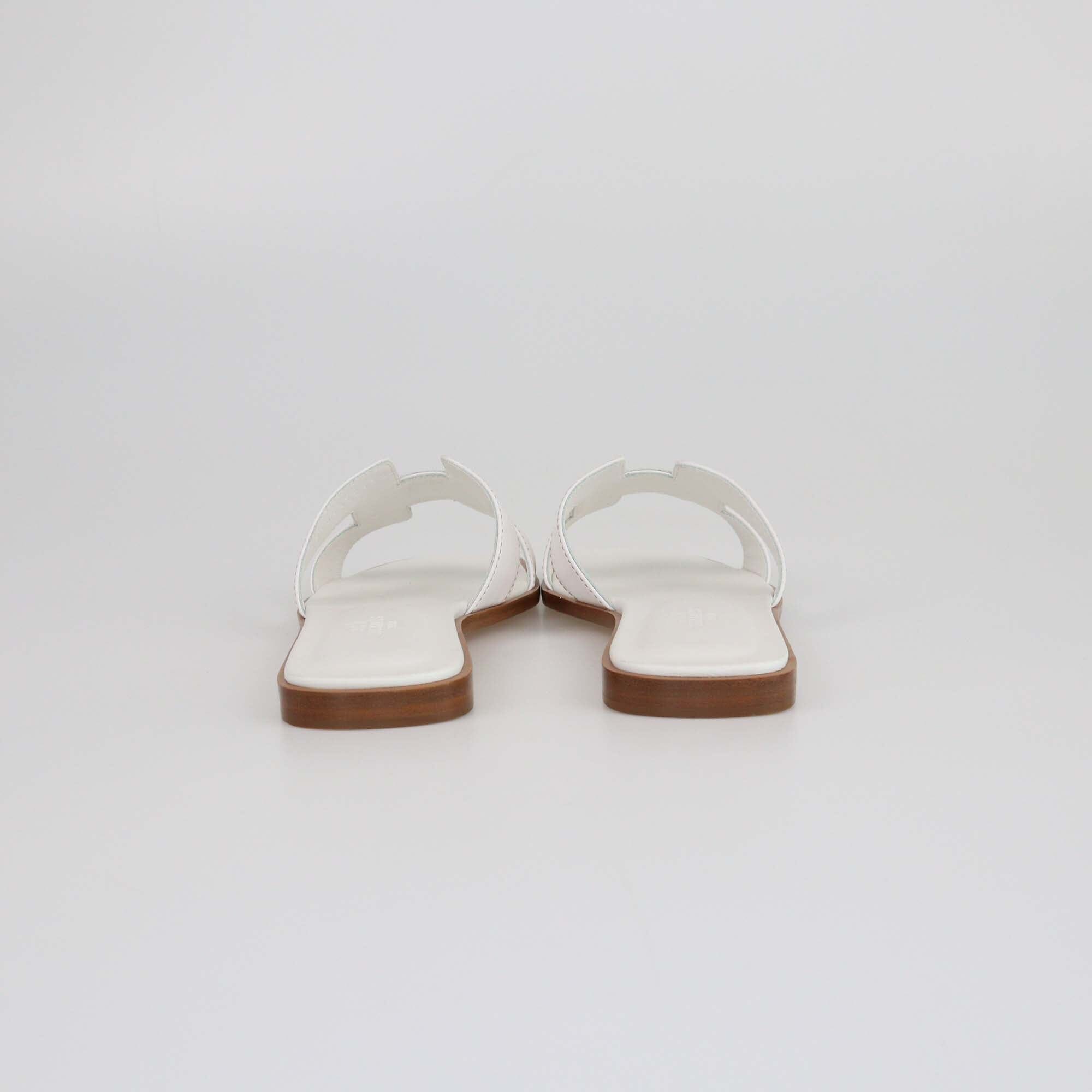 Hermes White Oran Flat Sandals Womens Hermes 