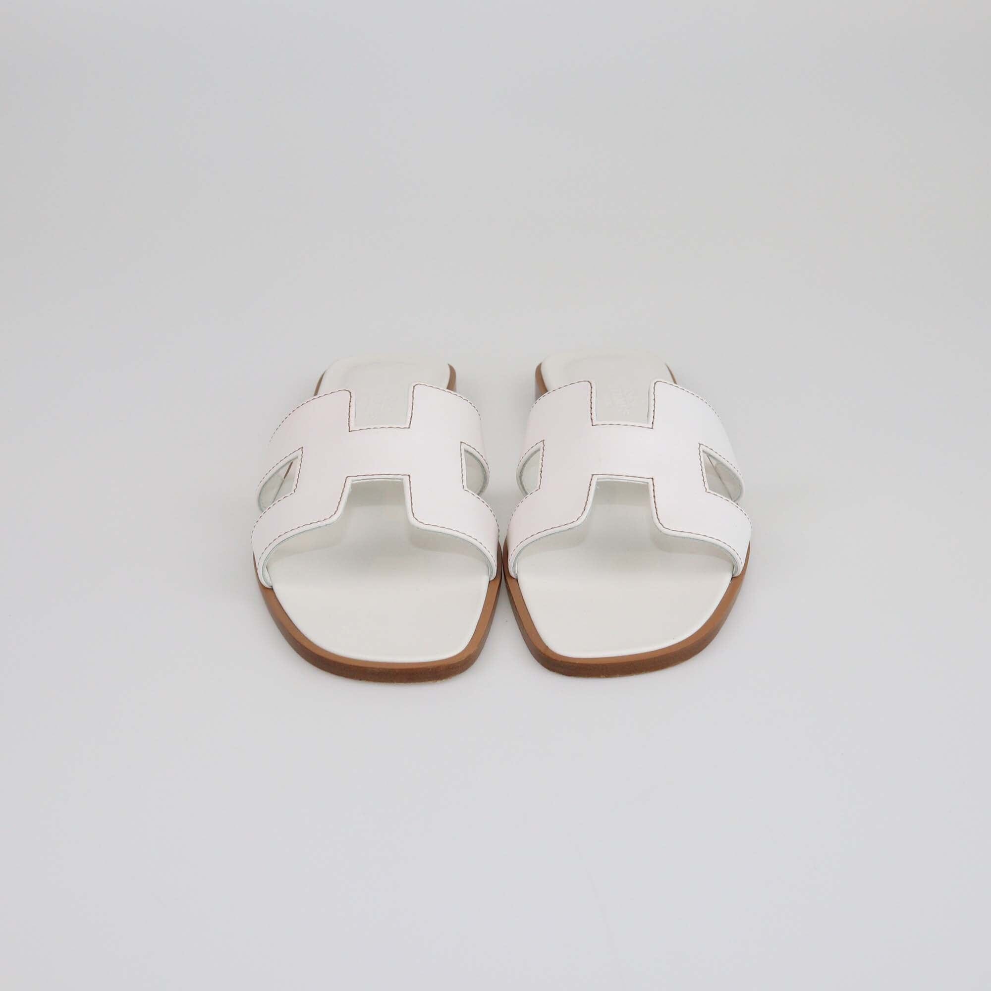 Hermes White Oran Flat Sandals Womens Hermes 