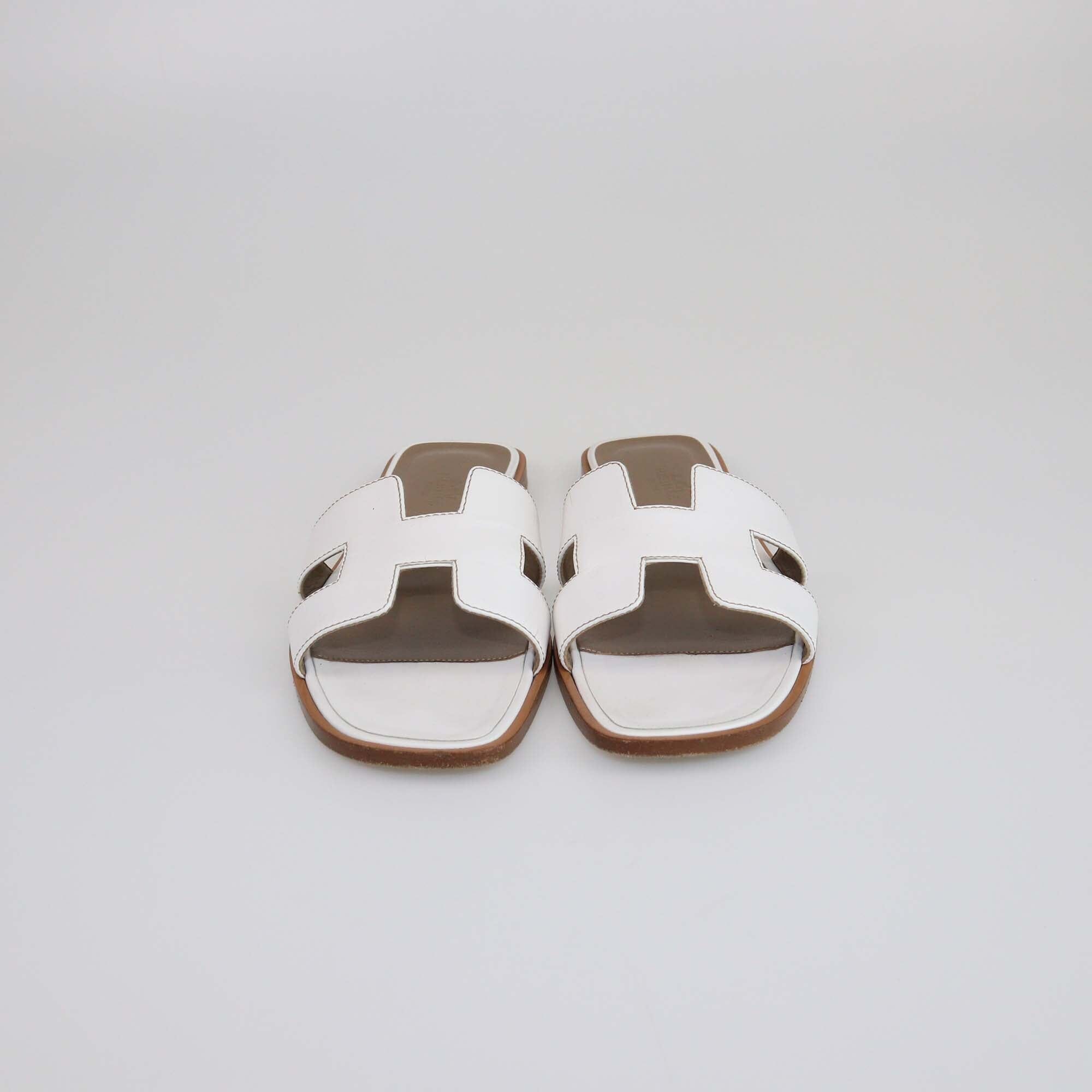 Hermes White Oran Flat Sandals Womens Hermes 