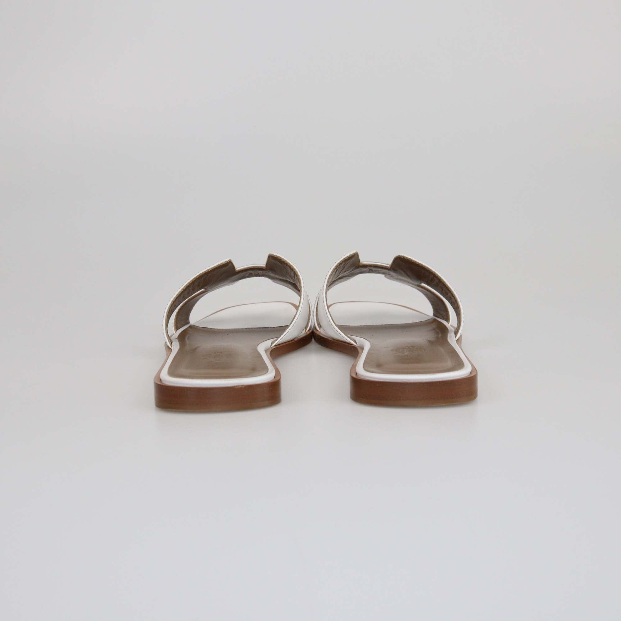 Hermes White Oran Flat Sandals Womens Hermes 