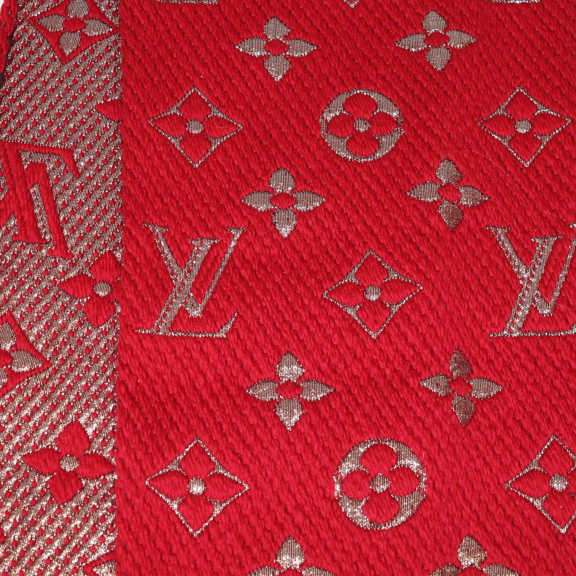 Louis Vuitton Pink/Metallic Monogram Wool Logomania Shine Scarf
