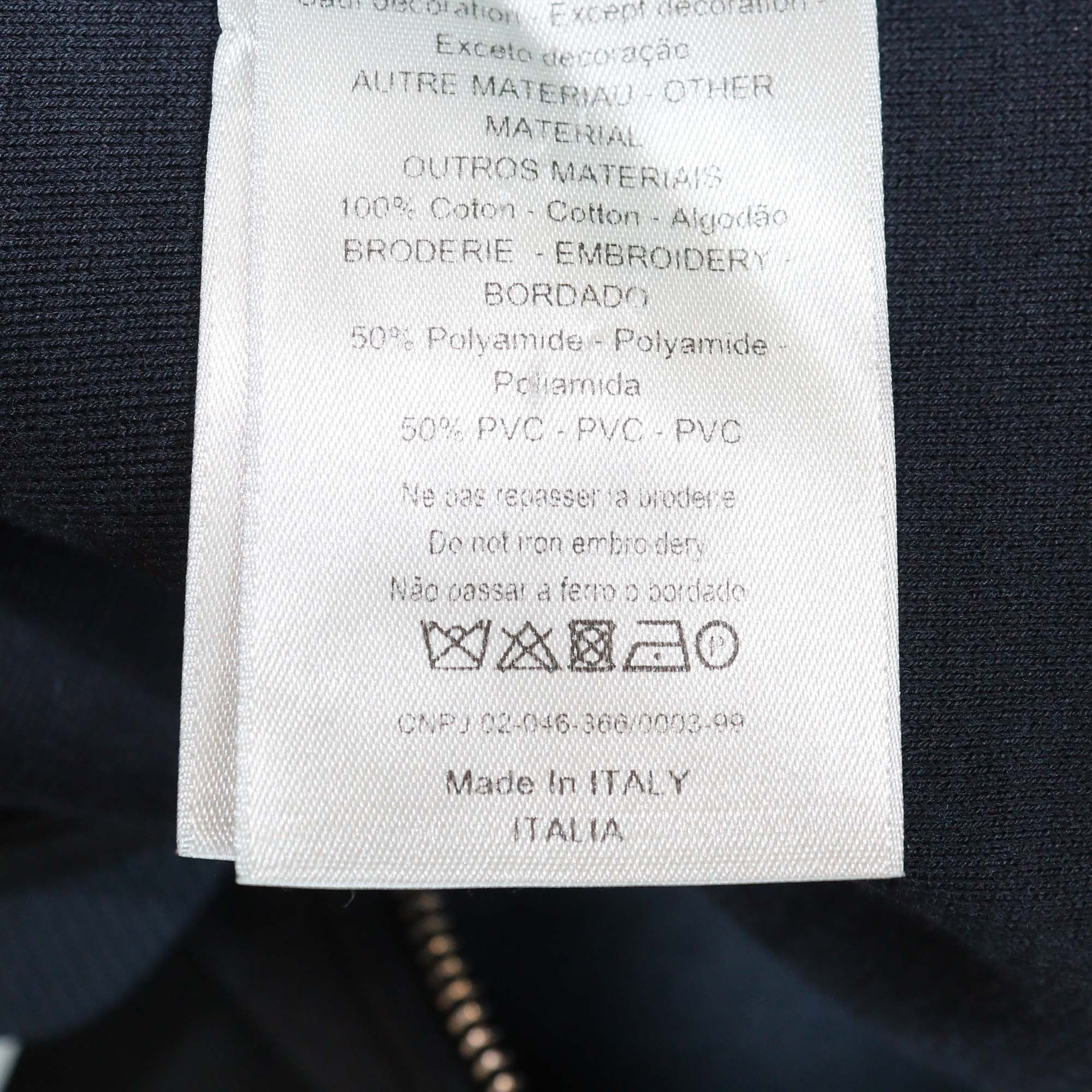 Dior Homme Navy Blue Cotton Logo Patched Zip Up Jacket