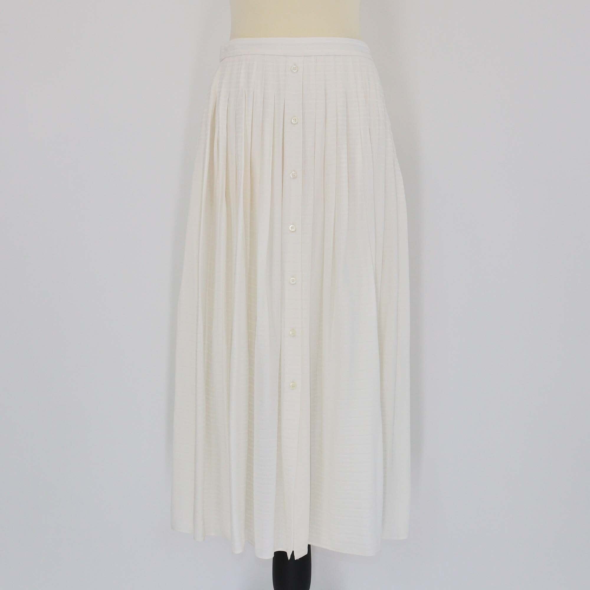 Prada Cream Logo Jacquard Pleated Midi Skirt Womens Prada 