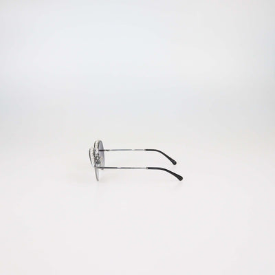 Chanel Black Gradient Pearl Embellished Round Sunglasses