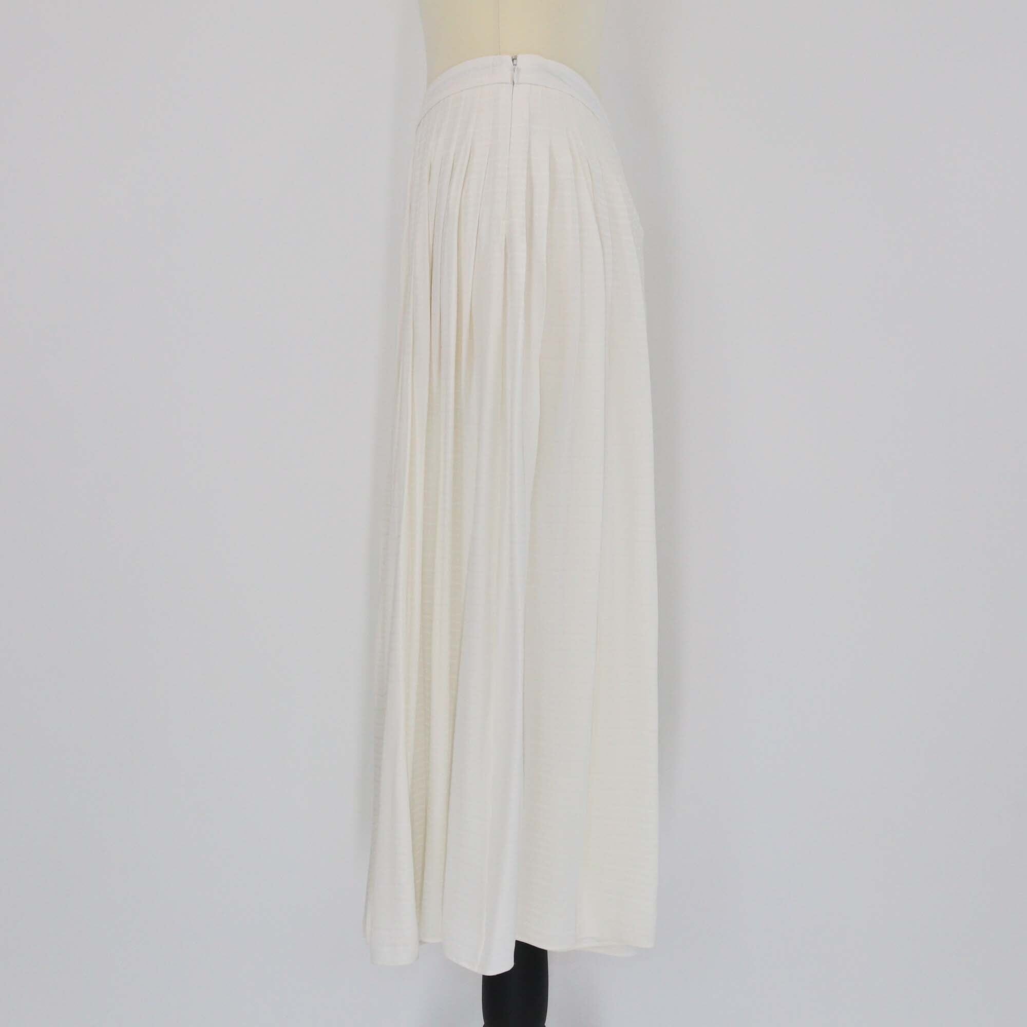 Prada Cream Logo Jacquard Pleated Midi Skirt Womens Prada 