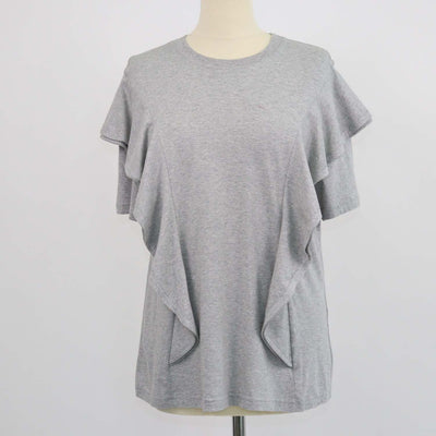 Chloe Radiant Grey Cotton Ruffled Top