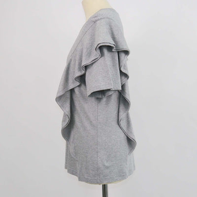 Chloe Radiant Grey Cotton Ruffled Top