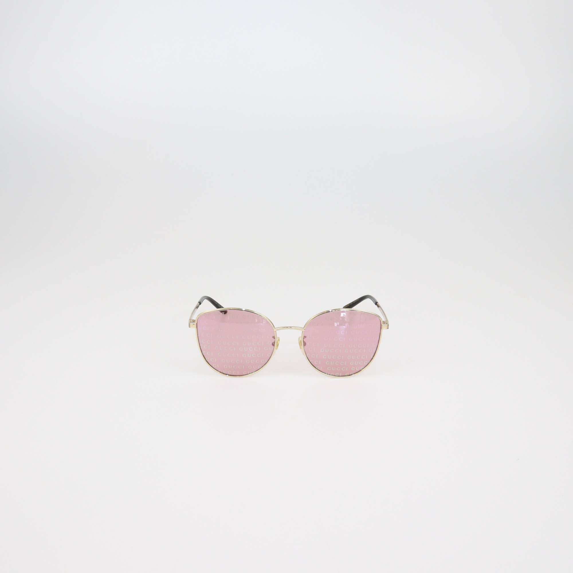 Gucci Gold Tone/Pink Cat Eye Sunglasses
