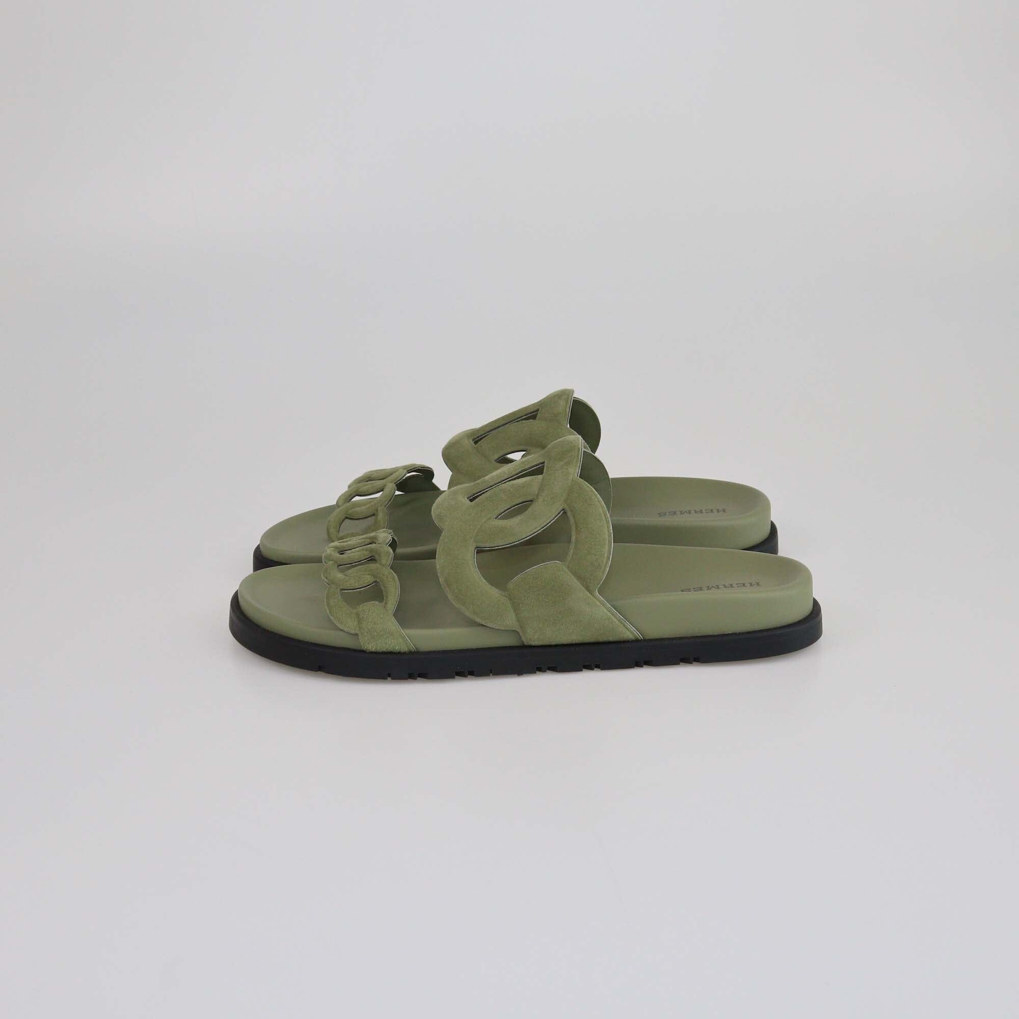 Hermes Green Extra Sandals Womens Hermes 