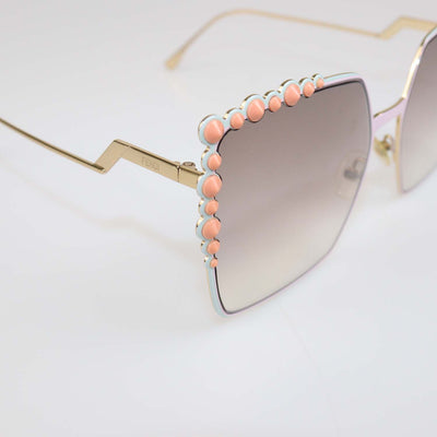 Fendi Pink/Brown Gradient Studded Oversized Sunglasses